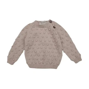Bobble Stitch Baby Girls Knit Sweater Minimalist Nordic Toddler Pullover Soft Cotton Shoulder Button Top Made in China