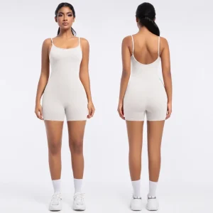 Bodysuits Girls Yoga Sports Short Jumpsuit Women Gym Playsuits Running Jumpsuits Athletic Workout Wear