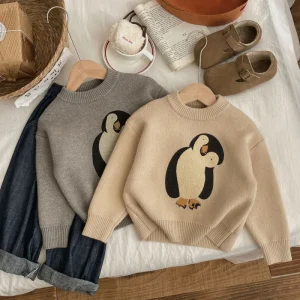 Boutique Autumn Spring Children Pullover Top Long Sleeve Cartoon Pattern Casual Baby Boys Sweaters