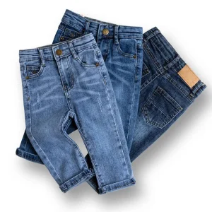 Boutique Kids Boys Straight Printed Denim Jeans Polyester Cotton Breathable Anti-Wrinkle Full Length Jeans Factory