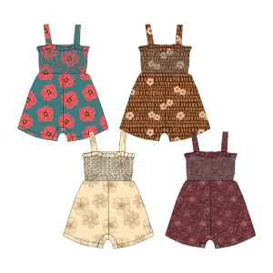 Boutique Milk Silk Sleeveless Kids Girls Romper Outfits Custom Hawaii One Piece Children Baby Jumpsuit