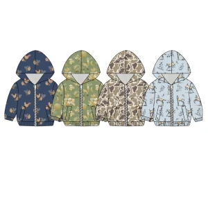 Boy Children Jacket Long Sleeve Hooded Pocketed Coat with Zipper Windproof Waterproof Kids Boys Jacket