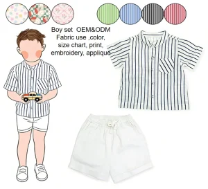 Boy Fashion Clothing Set Short Sleeve Custom Kids Clothes Cotton Boys Shirt Short Clothing Sets
