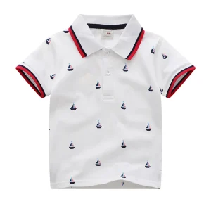 Boy Fashion Polo Shirt Kids 100% Cotton Short Sleeve Printed Boy’s Casual Polo Shirt