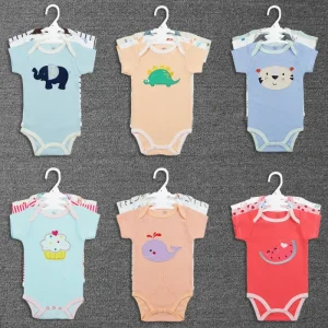 Boy Girl 3-Pack Short Sleeve Baby Bodysuit Cotton Cute Animal Print Onesies for Newborn Random Color Baby Jumpsuit