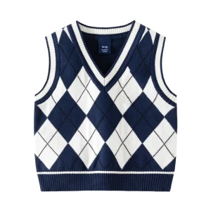 Boy Knit Sweater Vest Casual Baby V Neck Sleeveless Knit Sweaters