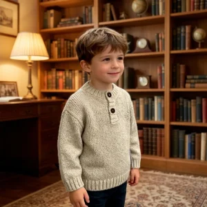 Boy Long Sleeve Knitwear Clothes Knitted Polo Sweater