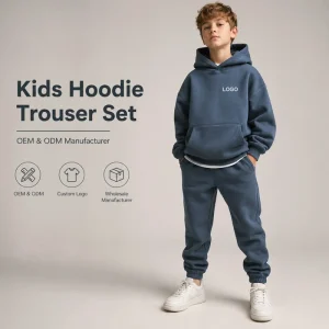 Boys 2 Piece Heavyweight Fleece Hoodie Jogger Set Kids Cotton Pullover Sweatsuit Custom Logo Tracksuit