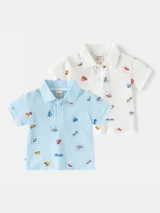 Boys Baby Polo Shirt Short Sleeve Children’s Printed T Shirt Summer New Kids Clothes Stylish Top