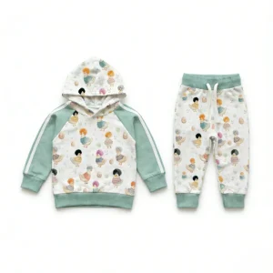 Boys Baby Printed Warm Breathable Hoodie and Jogger Set Kids Knitted Cotton Casual Sportswear Clothing Sets
