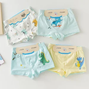 Boys Breathable Underwear for Toddlers Children Cute Cartoon Printed Seamless Cotton Boxers Set