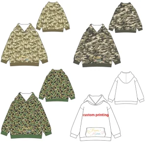 Boys Camouflage Hoodie Kids Pullover Sweatshirt Custom Logo Streetwear Outdoor Casual Hoodies Toddlers