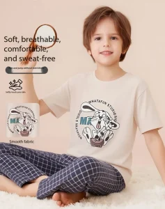 Boys Cartoon Printed Loungewear Set Kids Short Sleeve Sleepwear