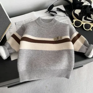 Boys’ Casual Fleece lined Thickened Sweater Color blocking Base Layer Autumn Winter