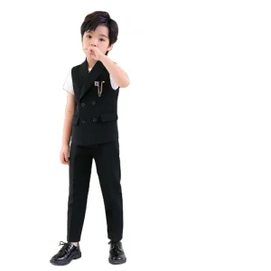 Boys Clothing Sets Springs Autumn New Kids Boys Sleeveless Vest Tops+Suspender Pants Casual Clothes Outfit