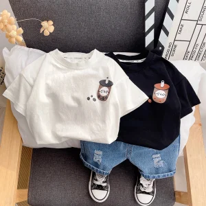 Boys Clothing Summer Cartoon Pattern Short Sleeve O Neck T Shirts and Shorts 2pcs Kids Streetwear Children Sports Suit