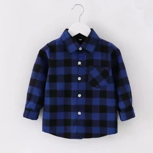 Boys Collared Plaid Shirt Long Sleeve Children Clothes Toddler Boy Shirts Tops School Blouse