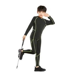 Boys’ Compression Set Long Sleeve Shirt Pants Running Fitness Basketball Football Training Base Layer