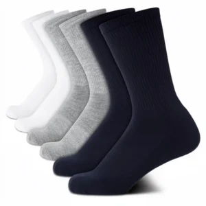Boys Crew Socks 6 Pack Breathable Soft Stretch Performance Cushioned Mid Calf Athletic Navy Grey White Large