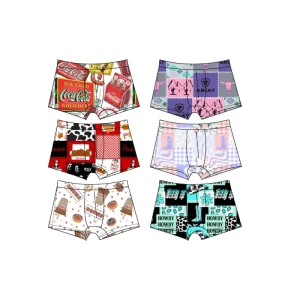 Boys’ Four Cornered Boxers & Briefs Western Printed Children’s Underwear Breathable Spandex Bamboo Fiber