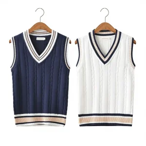 Boys Girls Cardigan Vest School Uniform Knit Pullover Sweater for Kids
