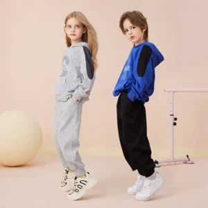 Boys & Girls Casual Sports Hoodie Set Grey Blue Color Block Polyester Cotton Blend Sweatshirt + Pants 2 Piece Loungewear