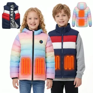 Boys Girls Children Heated Vest 3-Level Heat Settings Seamless Heat-Up Vest for Outdoor Work Sports