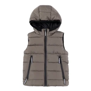 Boys Girls Hooded Winter Puffer Vest Quilted Full Zip Waistcoat with Fleece Lined Sleeveless Jacket