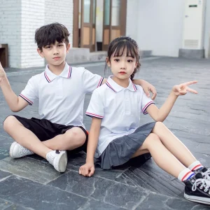 Boys Girls Kids School Uniform Polo T Shirts Students Uniform Solid Color Children Polo