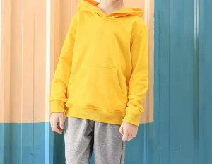 Boys Girls’ Pure Cotton Hoodies Solid Color Customizable Color Icon Warm Windproof Garment Dyed Breathable Anti Pilling Crew
