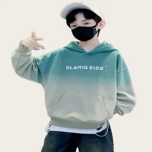 Boys Gradient Hooded Sweatshirt for Middle Big Children Street Fashion Clothing for Teenager Boys