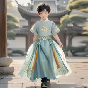 Boys’ Hanfu Summer New Chinese Traditional Classic Costume Lightweight Short Sleeve Tang Suit Handsome Young Children’s