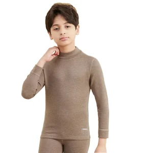 Boys High Neck Thermal Underwear Set Kids Breathable Knitted Stretch Self Heating Polyester Spandex Warm Winter Base Layer