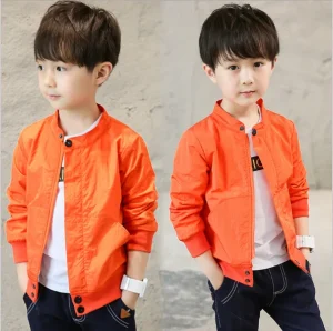 Boys Jacket Children’s Clothing Spring New Boy Big Children Solid Color Small Stand Collar Jacket