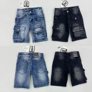 Boys Jeans Pants Blue Solid Color Kids Custom Jean Woven Washed Summer Short Boys Cargo Jeans