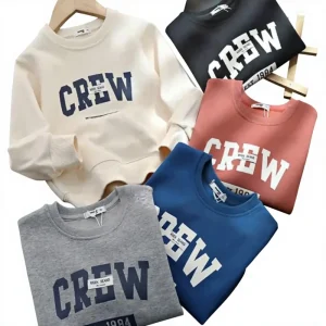 Boys’ Letter Printed Pure Cotton Hoodie Loose and Versatile Casual Western style T shirt Spring and Autumn Thin Top
