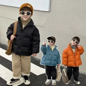 Boys’ Lightweight Down Jacket Winter Style Children’s Winter Clothing Warmth-Resistant Coat Short Style Coat