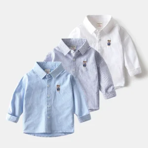 Boys’ Long sleeved Shirts New Children’s Oxford Shirts for Middle and Large Children’s Boys’ Casual Shirts Trend