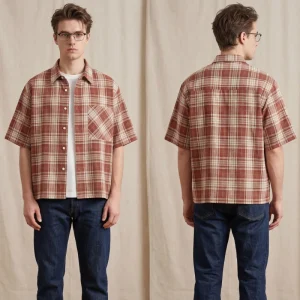 Boys Man Custom Boxy Fit Cropped Shirt Fashion Short Sleeve Soft Flannel Men’s Checkered Short-sleeved Button up Shirt