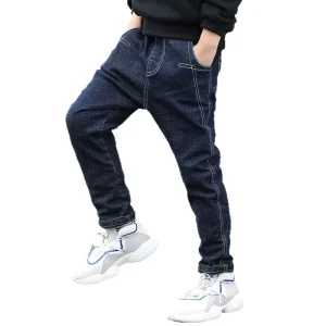 Boys Pants Kids Slim Fit Elastic Denim Jeans Casual Sporty Trousers Comfortable Durable Everyday Wear for Autumn Winter