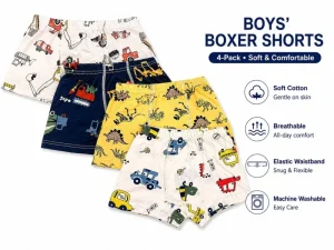 Boys Printed Cotton Underwear Soft Elastic Waist Boxer