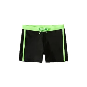 Boys Professional Swimming Training Swimsuits Casual Solid Quick Dry Drawstring Closure Polyester