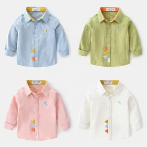 Boy’s Shirt Spring and Autumn Long Sleeved New Style Autumn Clothing Baby Pure Cotton Boys’ Stylish Shirt Children’s Shirt