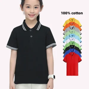 Boys Short Sleeve Pique Polo Custom Logo Tee 100% Cotton Children T shirts Kids T shirt Girls’ Boys’ Polo T Shirts