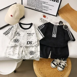 Boys’ Short sleeved Suit Summer New Arrival Middle aged Children’s Clothing Little Boys’ Shorts Fashionable Sports Sets