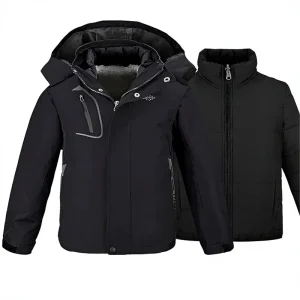 Boy’s Sporty Ski Jacket Waterproof 3 in 1 Fleece Winter Coat with Stretch Fabric