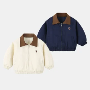 Boys Spring Fall Lapel Collar Jacket Casual Lightweight Breathable Outerwear Coat for Kids Daily Wear