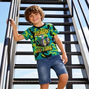 Boys Summer Casual Print 100% Cotton Comfortable Cool Kids Shirts Jean Sets