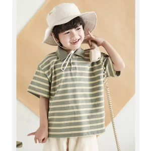 Boys Summer Clothing 100% Cotton Stripes Kids Polo Shirts Short Sleeve Boys T shirts&Polo Shirts