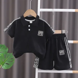 Boys Summer Polo T Shirt Set Short Sleeve Baby Boy Outfit Sets